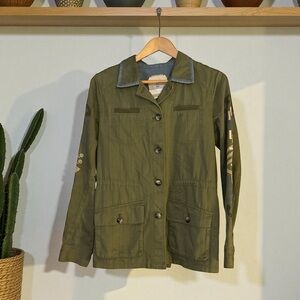 Anthropologie Hei Hei Olive Green Embroidered Utility Jacket Small